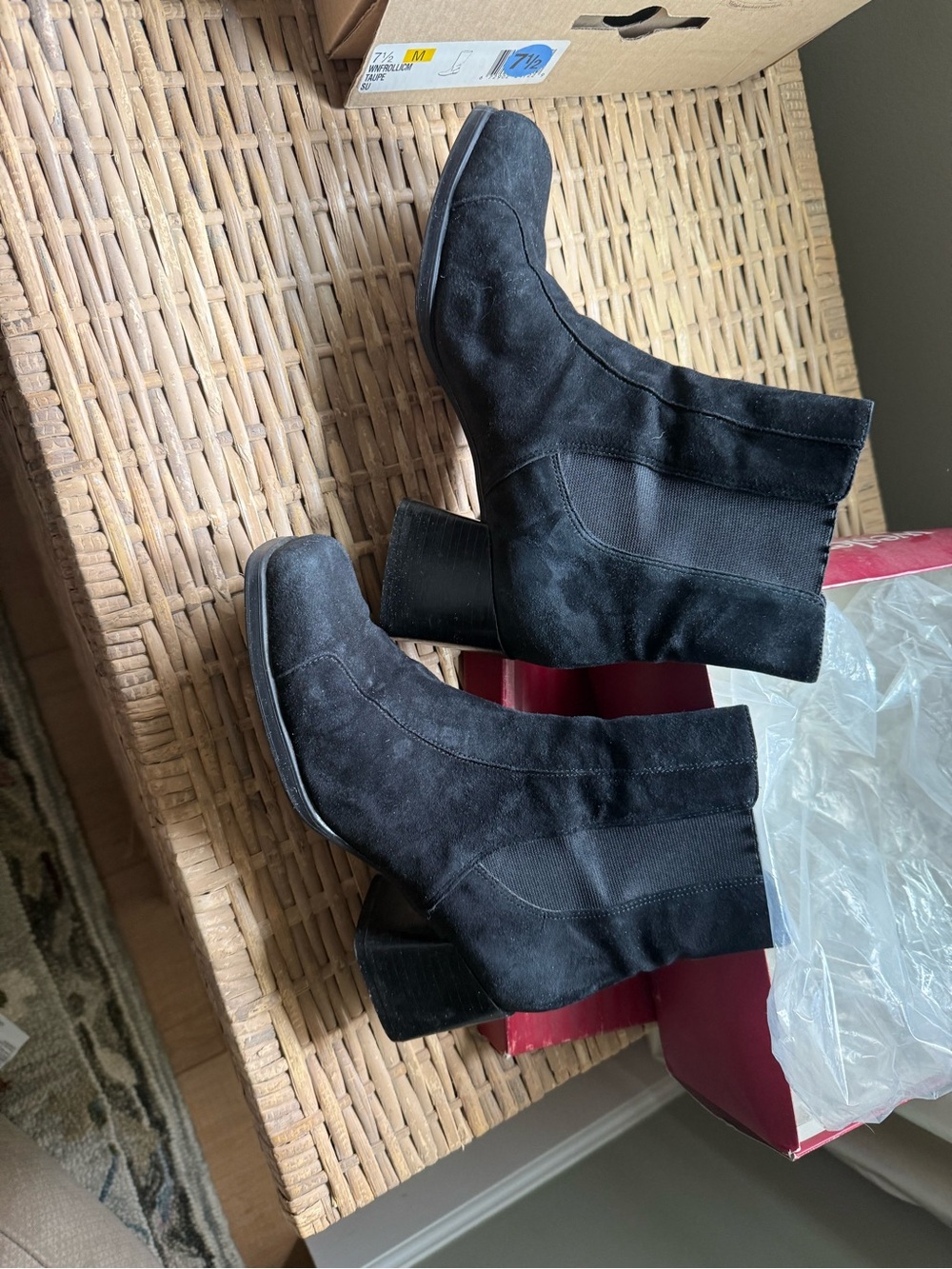 Classic Black Suede Block Heel Ankle Boots - Sleek Everyday Style